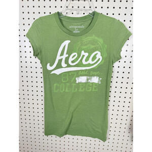 vintage Y2K Aeropostale Green Graphic T-Shirt Size S/P